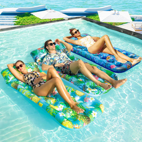 3 Pack Pool Floats Adult - FindUWill Inflatable Tanning Pool Lounger with Headrest Large Pool Float Floaties for Summer Party Floating Beach Floaties Lake Float for Swimming Water Toys for Vacation ITDinos®