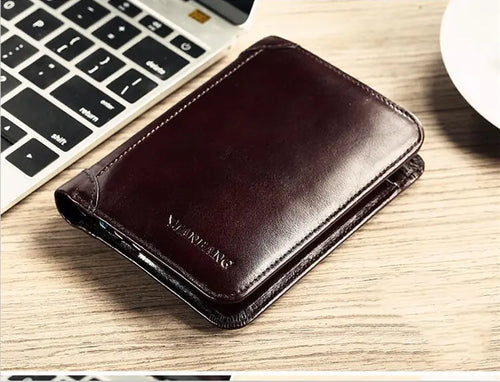 Men's Leather Wallet - Short Vertical Cowhide Design ITDinos®