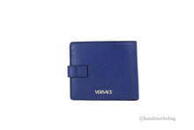 Load image into Gallery viewer, Versace Navy Blue Compact Leather Medusa Snap Bifold Wallet ITDinos®
