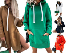 Load image into Gallery viewer, Women&#39;s Fleece Hooded Long-Sleeve Sweater with Slits
