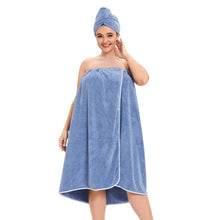 Load image into Gallery viewer, H HomeZzz Towel Wrap for Women Plus Size (XXL-XXXXL) with Hair Towel Wrap Microfiber Bath Wrap Soft &amp; Comfortable Absorb Water Body Wrap Oversized Button Design ITDinos®
