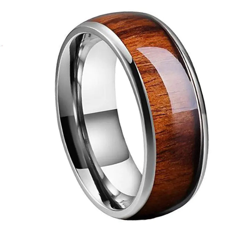 Fashion Tungsten Ring with Hawaiian Wood Inlay ITDinos®