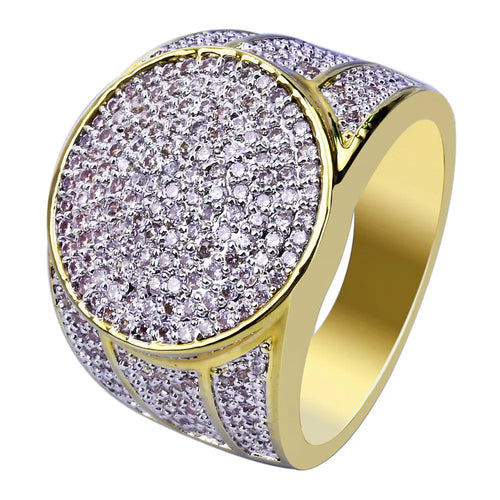 118K Gold Plated Hip Hop Ring with Zircon Stones ITDinos®