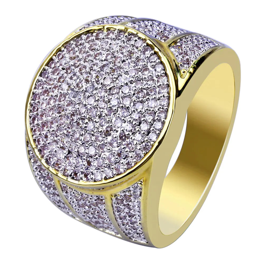 118K Gold Plated Hip Hop Ring with Zircon Stones ITDinos®