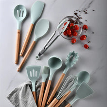 Load image into Gallery viewer, 11-Piece Silicone Kitchen Utensil Set with Wooden Handle ITDinos®
