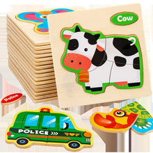 Load image into Gallery viewer, 3D Wooden Cartoon Animal Traffic Puzzle for Kids ITDinos®

