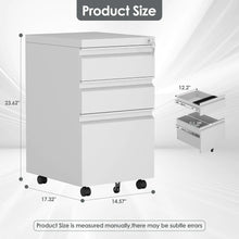Lade das Bild in den Galerie-Viewer, 3 Drawer Mobile File Cabinet With Lock, Under Desk Metal Filing Cabinet For Office,Home,A4 Legal Letter Size, Fully Assembled White ITDinos®
