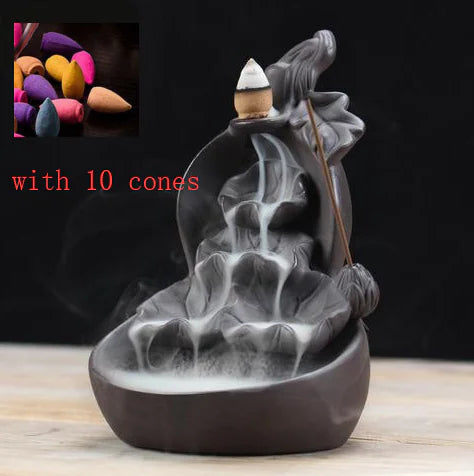 Ceramic Incense Burner with Purple Clay Gourd Design ITDinos®