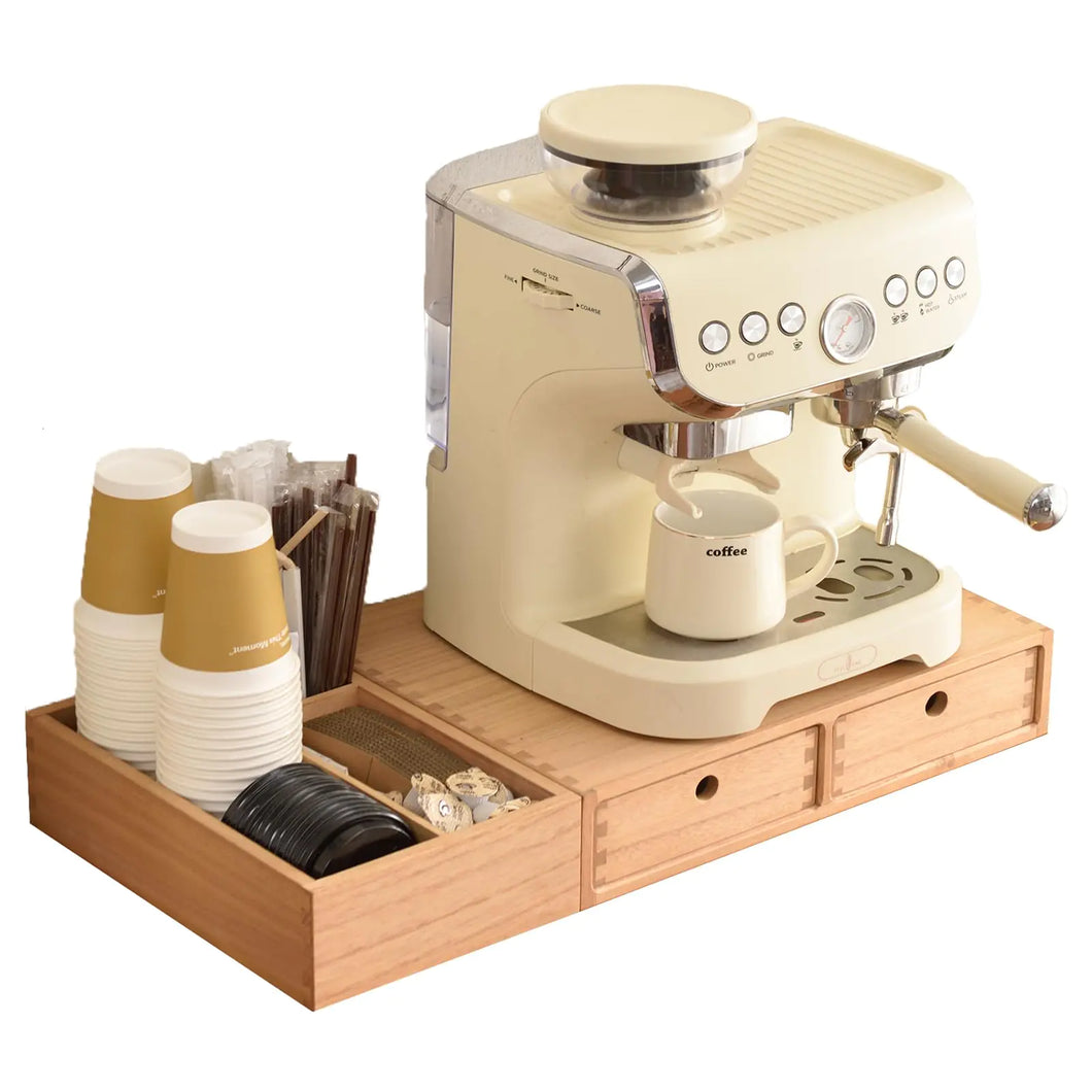 KIRIGEN Wood Coffee Station Organizer Coffee Bar Accessories Storage Organizer Coffee and Tea Condiment Storage Organizer Coffee Pod Holder with Drawers Natural (KFJTZ-NA) ITDinos®