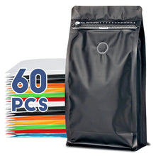 Load image into Gallery viewer, 16oz 1 lb 60pcs Coffee Bags with ValveCoffee Packing Bags Vented Coffee Bean Bags Barrier Bags Store Bags for Coffee Packaging， Coffee Storage Pouches Coffee Bag Zipper with Seal（Black ） ITDinos®

