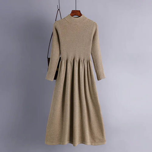 Autumn Winter High Neck Long Knit Dress for Women ITDinos®