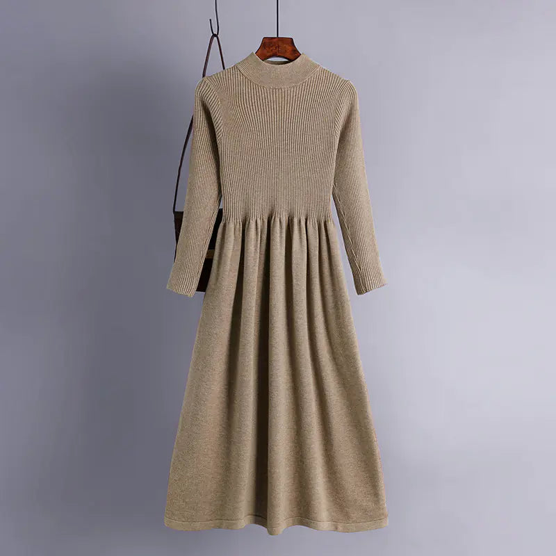 Autumn Winter High Neck Long Knit Dress for Women ITDinos®