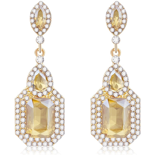 Vintage Rhinestone Statement Earrings Luxury Crystal Chandelier Drop Dangle Earring Costume Chandelier Drop Earrings for Women Wedding (Champagne) ITDinos®