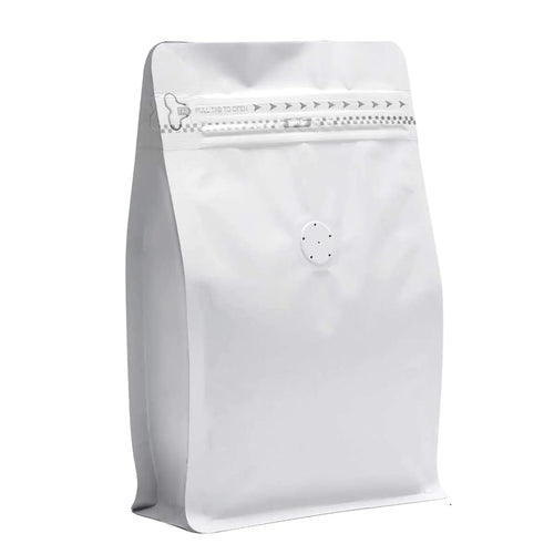 50 Pieces 4 Ounce White Kraft Paper Coffee Bags Stand Up Coffee Pouches with One Way Degassing Valve and Reusable Side Zipper (Pull Tab to Open) Flat Bottom - Stand Up Well (4oz 0.25lb 100gram) ITDinos®