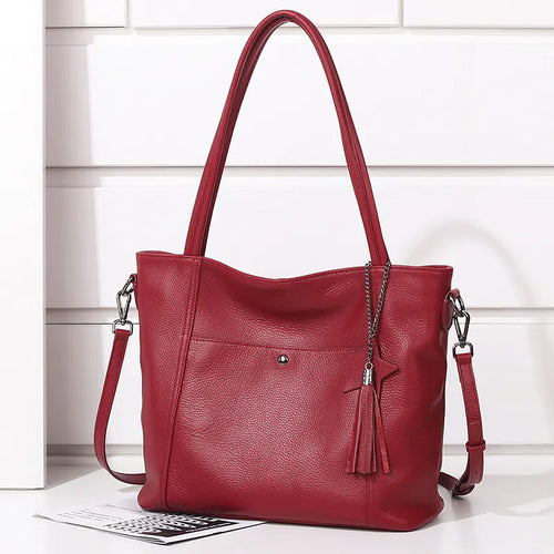 Large Capacity First Layer Cowhide Ladies Shoulder Bag ITDinos®