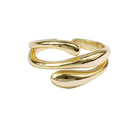 Brass White Gold Plated Geometric Winding Design Ring ITDinos®