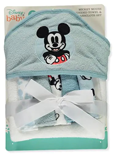Cudlie Accessories Disney Baby Mickey Mouse Hooded Towel with 5 Piece Washcloth Set Cool Style Print GS71795 Blue One Size ITDinos®
