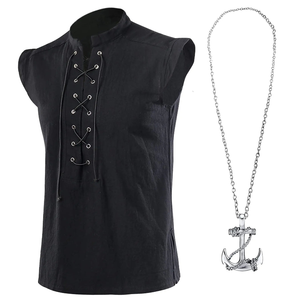 ATTBEA Men's Sleeveless Pirate Vest - Renaissance Gothic Costume
