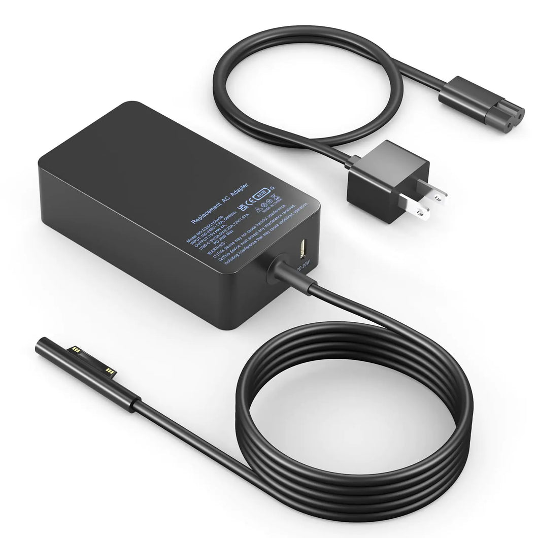 65W Surface Laptop Charger for Microsoft Surface Pro 11/10/9/8/7/7+/6/5/4/3/X Surface Laptop 7/6/5/4/3/2 Surface Go 4/3/2 Surface Book 3/2/1Surface Pro Charger 9ft ITDinos®