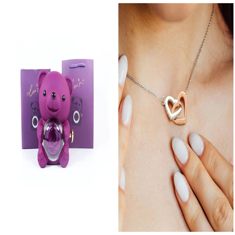 Eternal Rose Teddy Bear Jewelry Gift Box with Necklace ITDinos®