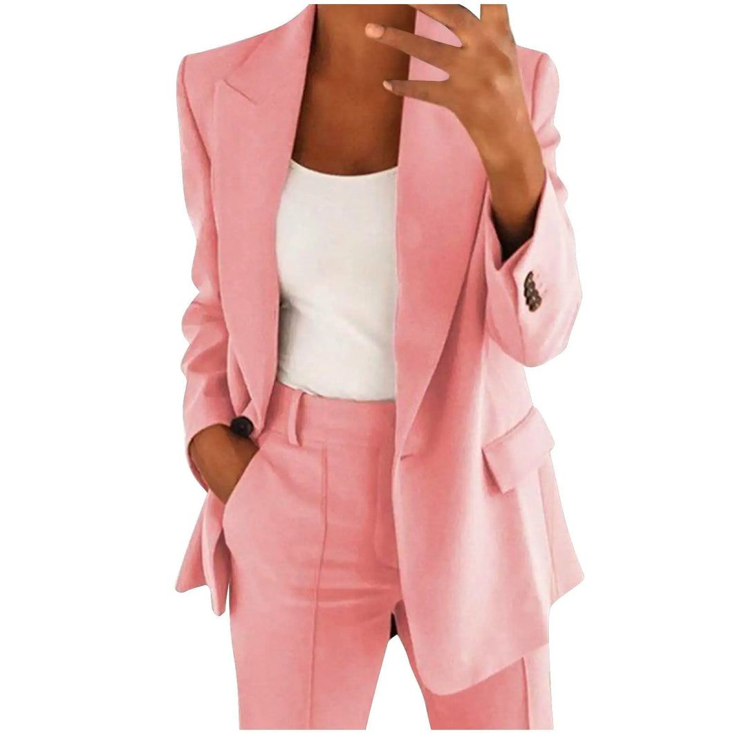 Blazer Sets Women 2 Piece Outfits Dressy Pant Suits Business Casual Outfits Loose Straight Leg Pants Work Clothing 2024 Plus Size Pant Suits ITDinos®