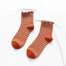 Load image into Gallery viewer, Cotton Women&#39;s Socks with Plaid and Wood Ears ITDinos®
