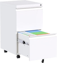 Lade das Bild in den Galerie-Viewer, Aobabo Metal 2 Drawer Office File Cabinet With Lock, Under Desk Office Steel Mobile Cabinet On Wheels, 25.6&#39;&#39;H Legal Letter A4 Size,White, Fully Assembled ITDinos®
