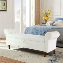 Load image into Gallery viewer, Beige Teddy Velvet Multifunctional Storage Rectangular Sofa Stool ITDinos®
