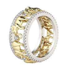 Load image into Gallery viewer, Gold Elephant Ring with Zircon Stones ITDinos®
