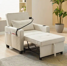 Load image into Gallery viewer, Futon Chair Bed Convertible Chair 3-in-1 Pull Out Sleeper Chair Beds With USB Ports,Wear-resistant And Anti-scratch, Armchair Bed Sleeper For Living Room,Grey. ITDinos®
