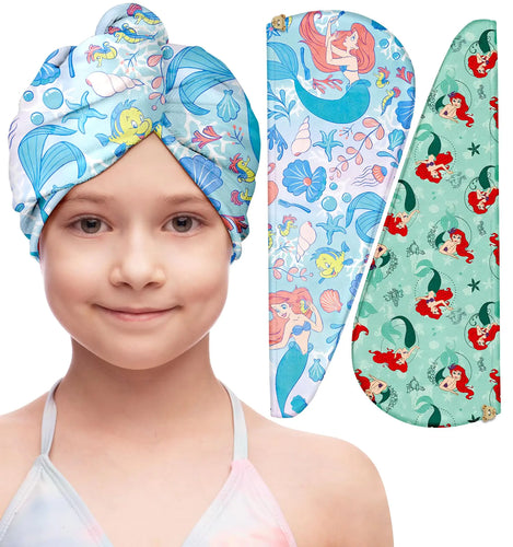 Akkya Microfiber Hair Towel Wrap for Kids Girls Women 2 Pack Drying Turban Towels for Wet Hair Quick Dry Head Wraps Cute Girly Cartoon Print ITDinos®