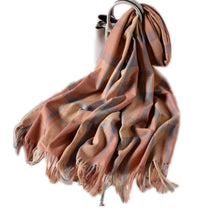 Load image into Gallery viewer, Chic Plaid Long Fringe Shawl
