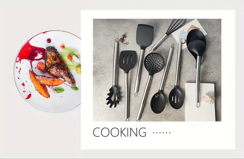 Silicone Utensil Set with Stainless Steel Handle (10/15pcs) ITDinos®