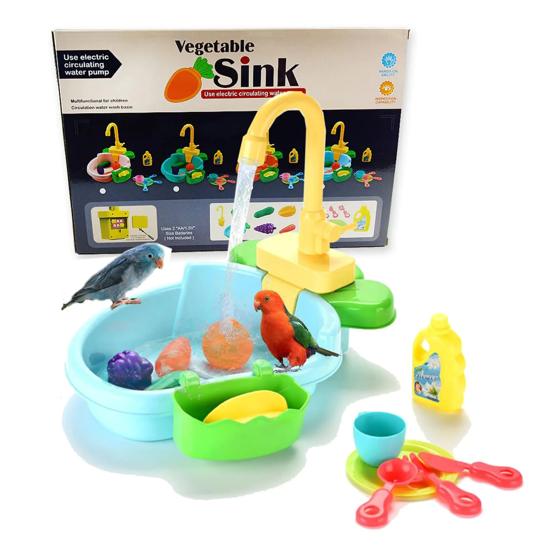 Blue Bird Bathtub Parrot Bath Fountain Indoor Large Bird Cage Accessories Automatic Bird Shower Pool with Faucet Swimming Pool Toy for Pet Birds African Grey Cockatiel Conure Budgie Lovebird ITDinos®