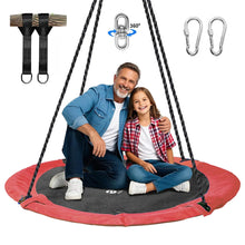 Load image into Gallery viewer, Hishine 43&quot; Saucer Tree Swing for Kids 360° Rotate Waterproof Flying Saucer Swing with Swivel Hanging Straps Adjustable Ropes Round Mat Spinner Swing for Tree/Swing Set (Red) ITDinos®
