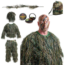 Load image into Gallery viewer, Arcturus Ultra-Lite Ghillie Suit | Includes BONUS 3-Color Face Paint | Camouflage Hunting &amp; Sniper Suit for Men (Woodland XL) ITDinos®
