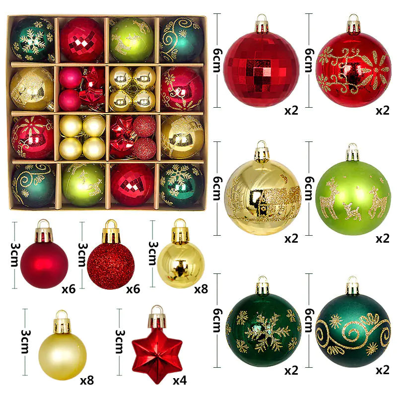 44pcs Christmas Ornaments Set with Decorative Balls ITDinos®