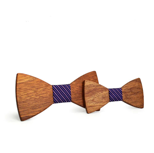 Wooden Bow Tie Set with Jacquard Fabric for Kids & Men ITDinos®