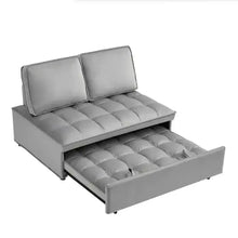 Load image into Gallery viewer, Convertible Sleeping Sofa Bed, Modern Velvet Fabric Double Seat Sofa Bed, Sleeping Sofa Bed With 2 Backs And Detachable Backs, Backs, Suitable For Living Room Bedroom,Grey ITDinos®
