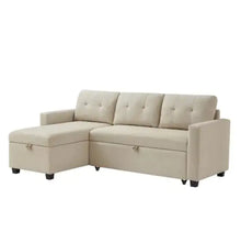 Load image into Gallery viewer, Pull-out Sofa With Storage Chaise Longue, Convertible Corner Sofa, Beige ITDinos®
