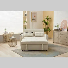 Load image into Gallery viewer, Futon Chair Bed Convertible Chair 3 In  1 Pull Out Sleeper Chair Beds With USB Ports,Wear  Resistant And Anti Scratch, Armchair Bed Sleeper For Living Room White ITDinos®
