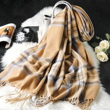 Load image into Gallery viewer, Chic Plaid Long Fringe Shawl

