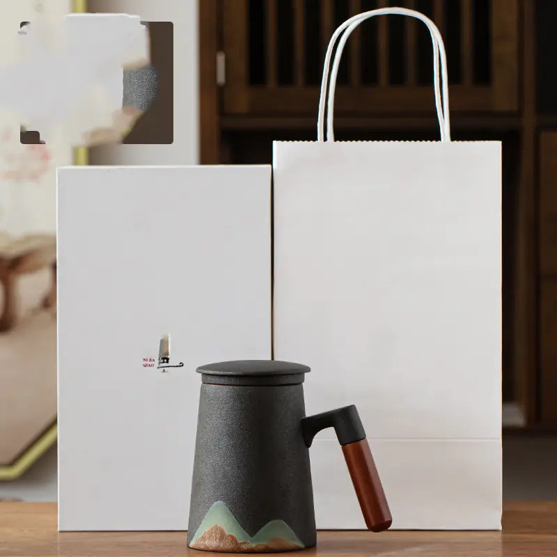 Ceramic Mug with Lid and Filter for Tea Separation ITDinos®