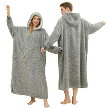 Load image into Gallery viewer, PJGGZ Snuggie blanket for adult Wearable Blanket Hoodies for Women &amp; Men Warm Cozy Sherpa Hooded Blanket Sweatshirt with Giant Pocket(Grey Oversize) ITDinos®
