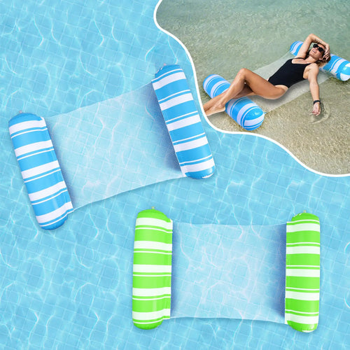 2 Pack Pool Float Adults 4-in-1 Water Hammock FloatSaddle DrifterLounger Inflatable Pool Floats for Swimming Pool Beach Hammock Pool Float ITDinos®