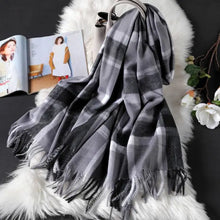 Load image into Gallery viewer, Chic Plaid Long Fringe Shawl
