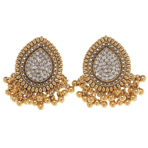 Bohemian Indian Chandelier Dangle Earrings for Women Girls Rhinestone Golden Vintage Statement Drop Dangling Earring Beaded Mexico Tassel Studs for Jhumka Jhumki Traditional Wedding Christmas Jewelry Gifts ITDinos®