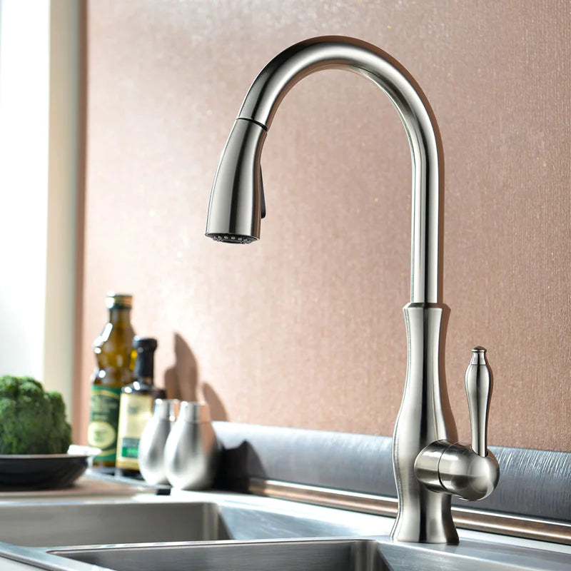 Rotatable All-Copper Pull-Out Kitchen Faucet
