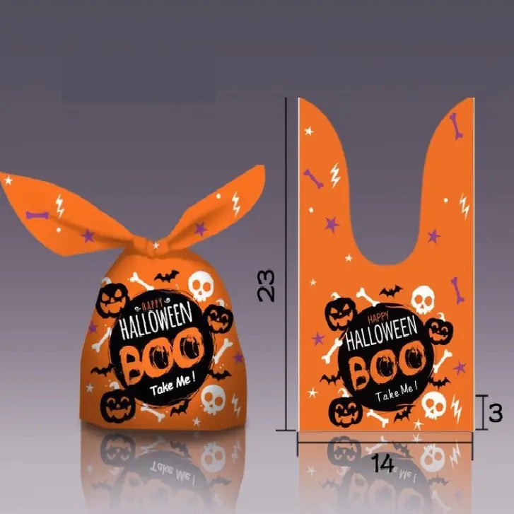 50pcs Halloween Rabbit Ears Pumpkin Snack Bags ITDinos®