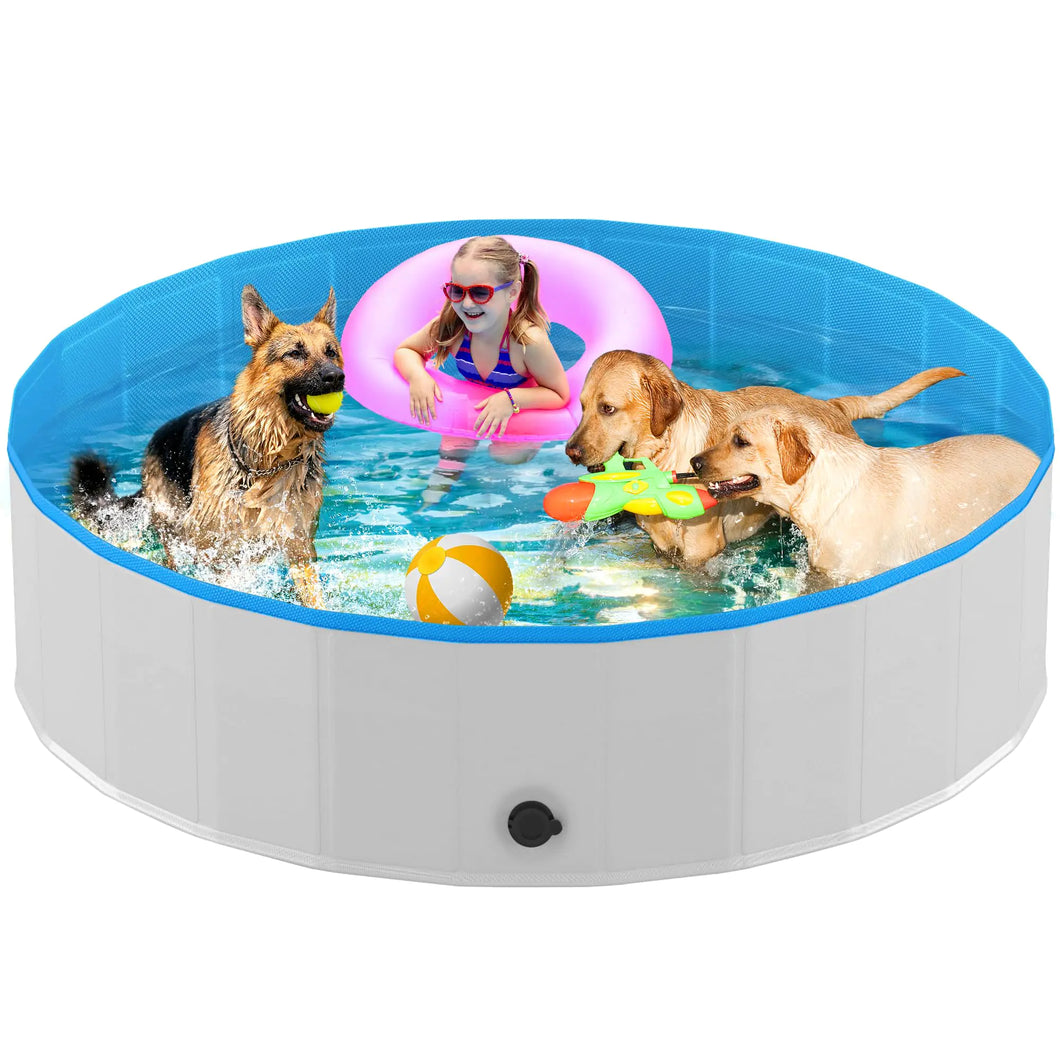 Niubya Foldable Round Dog Pool Collapsible Hard Plastic Dog Swimming Pool Portable Bath Tub for Pets Dogs and Cats Pet Wading Pool for Indoor and Outdoor 72 x 12 Inches ITDinos®